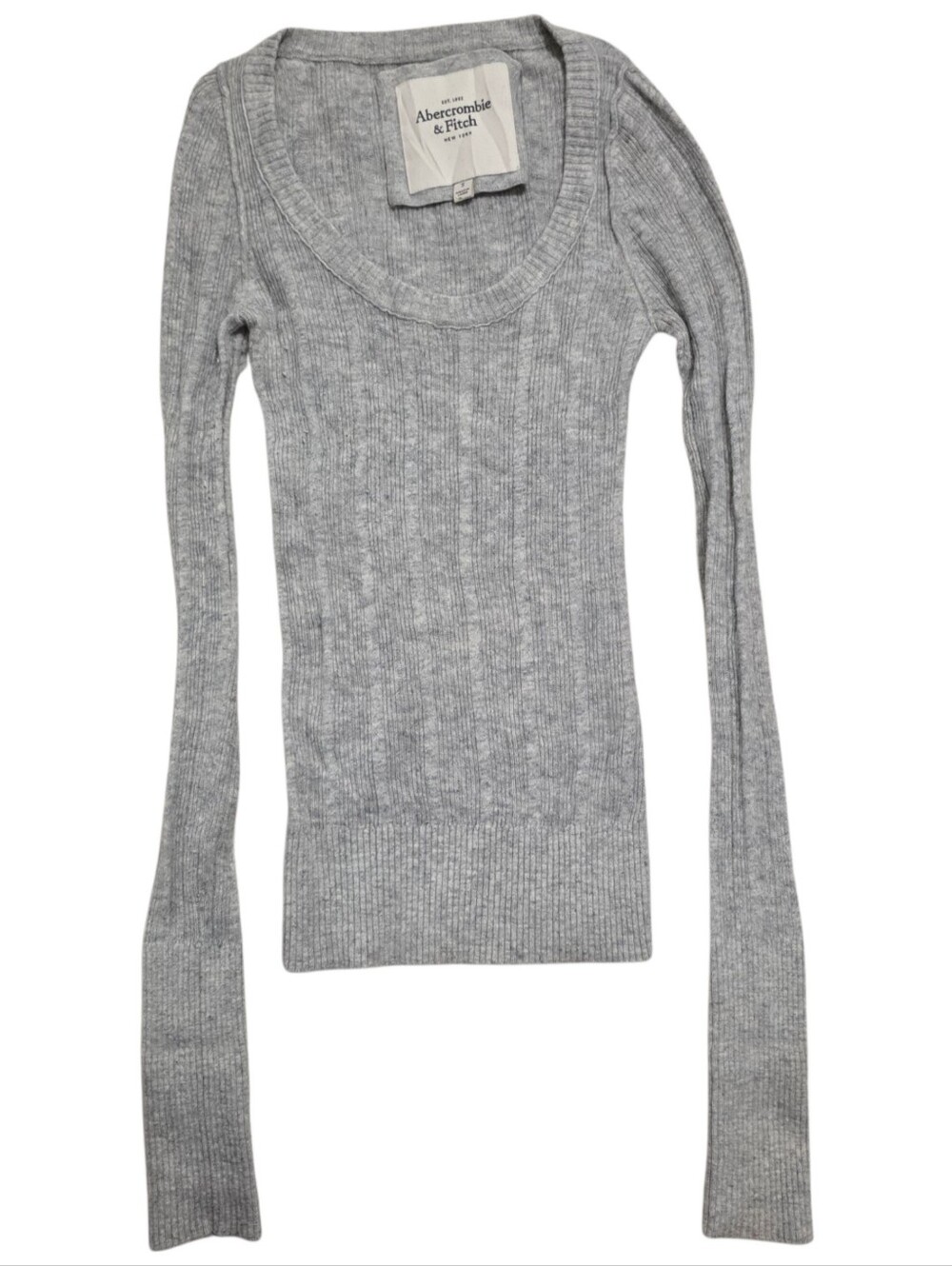 Abercrombie vintage grey long sleeve ribbed pullover sweater